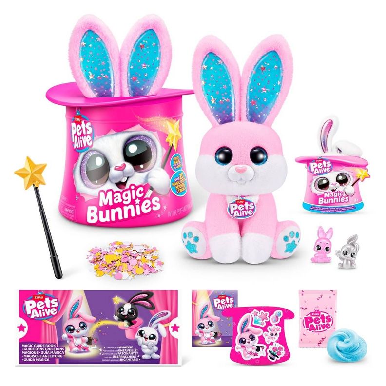 PELUCHE CONEJO EN SOMBRERO DE COPA PETS ALIVE ZURU - ROSADO-1