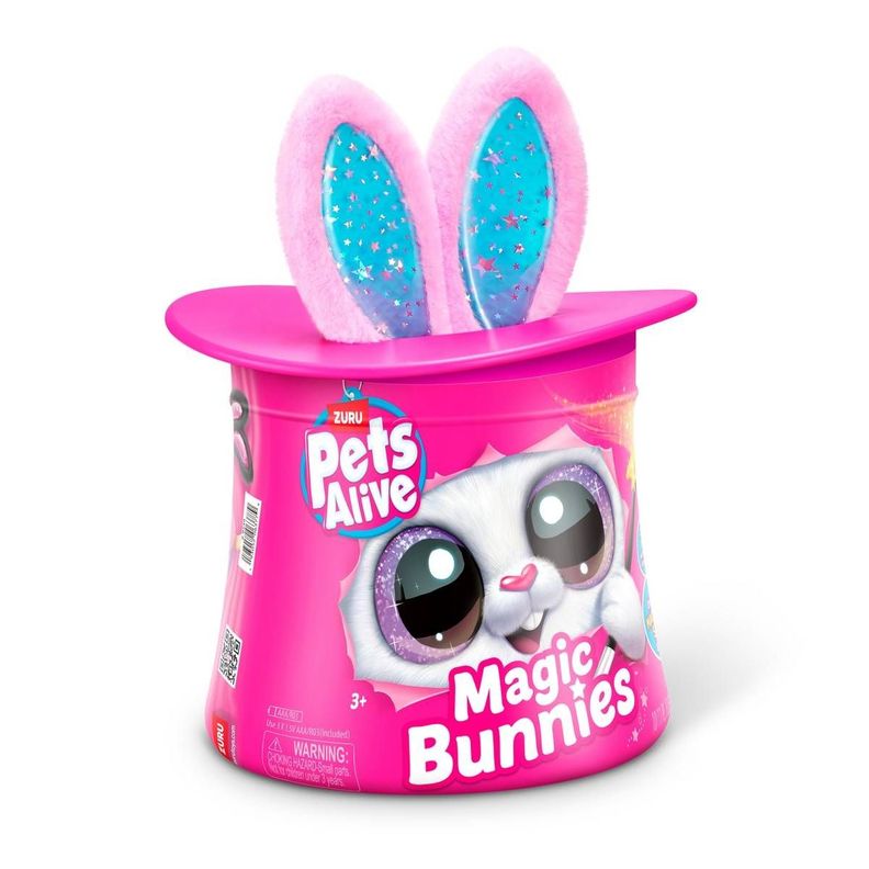 PELUCHE CONEJO EN SOMBRERO DE COPA PETS ALIVE ZURU - ROSADO-2