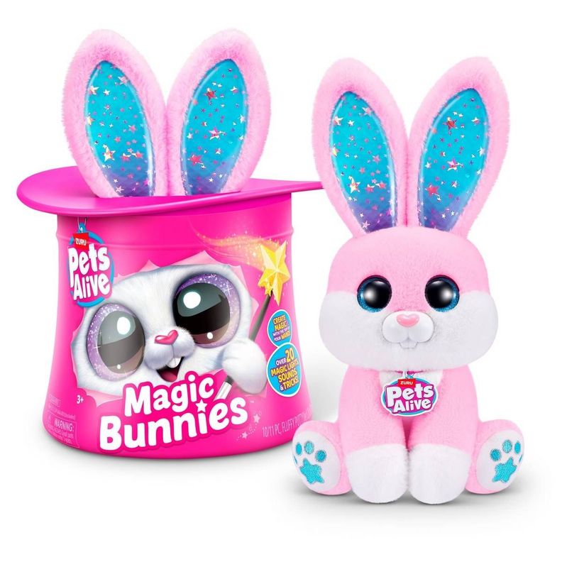 PELUCHE CONEJO EN SOMBRERO DE COPA PETS ALIVE ZURU - ROSADO-3
