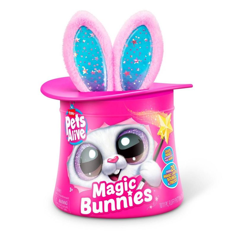 PELUCHE CONEJO EN SOMBRERO DE COPA PETS ALIVE ZURU - ROSADO-4