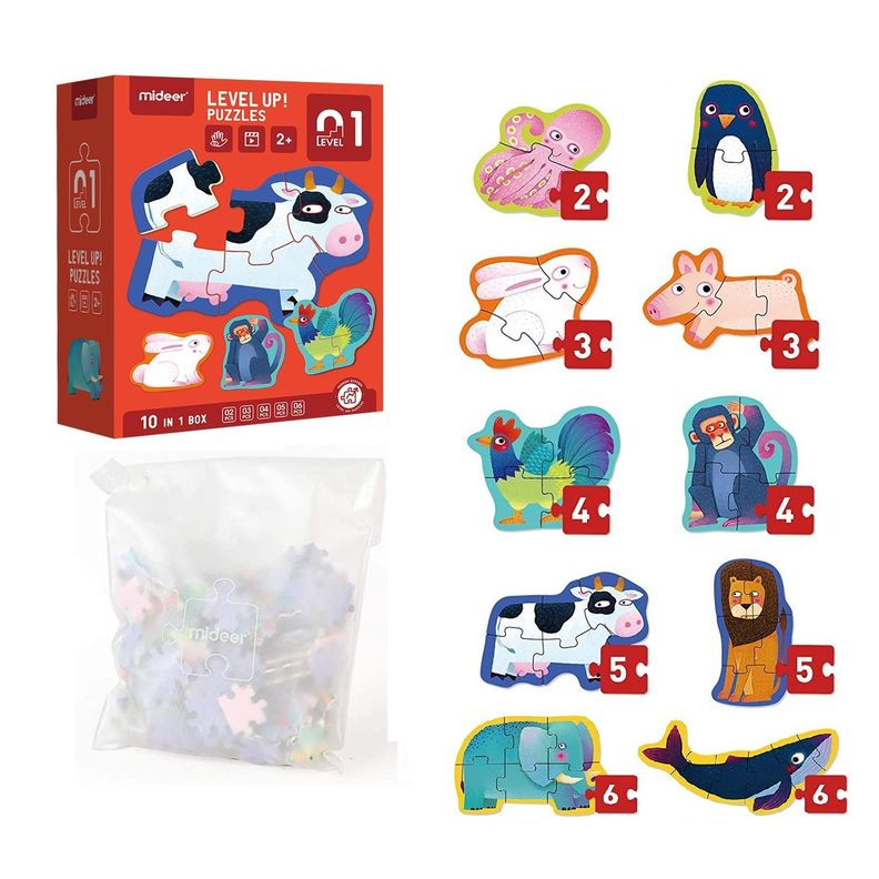 LEVEL PUZZLE NIVEL 1 ANIMALES, 10 PUZZLES-0