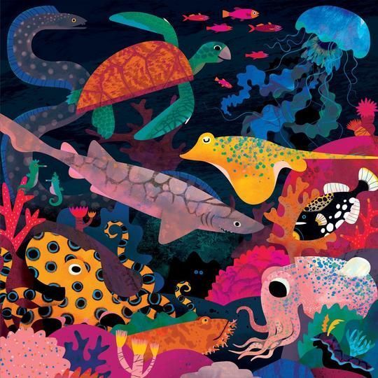 PUZZLE 500PCS QUE BRILLA EN LA OSCURIDAD, OCEANO-0