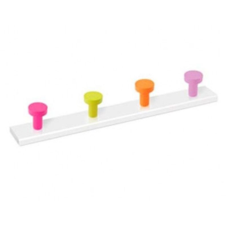 PERCHA 4 POMOS COLORES BASE BLANCA-0