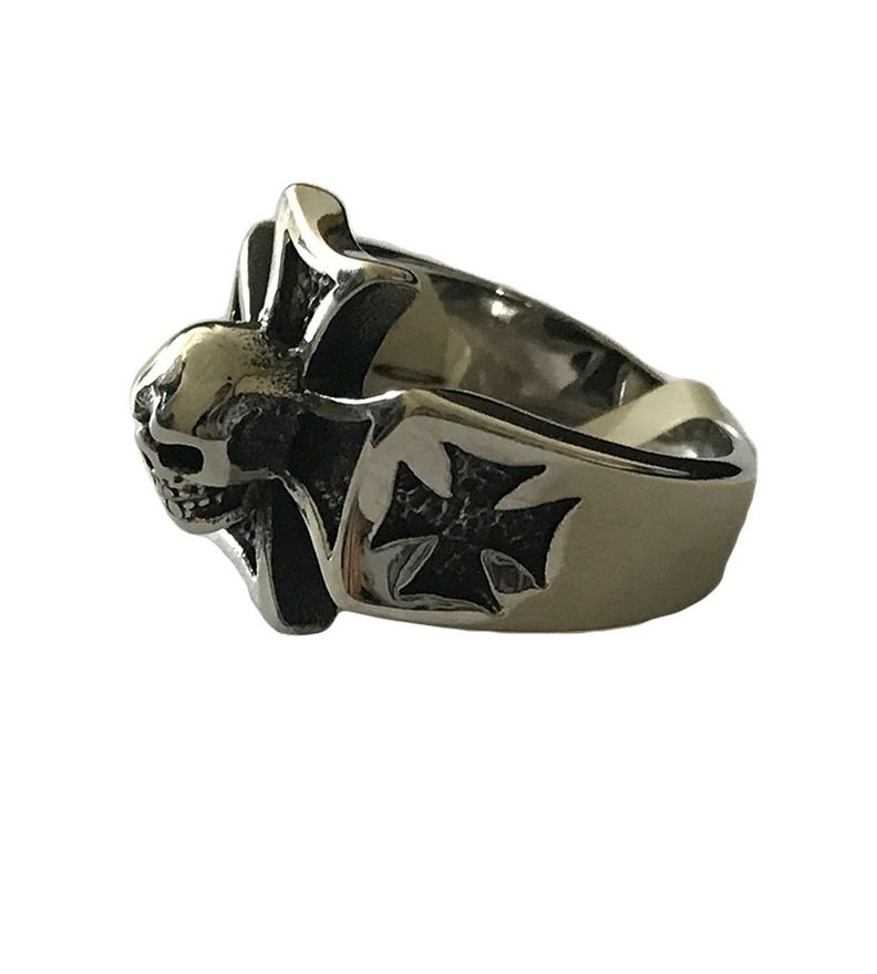 Anillo Acero Cruz y Calavera N° 10-1