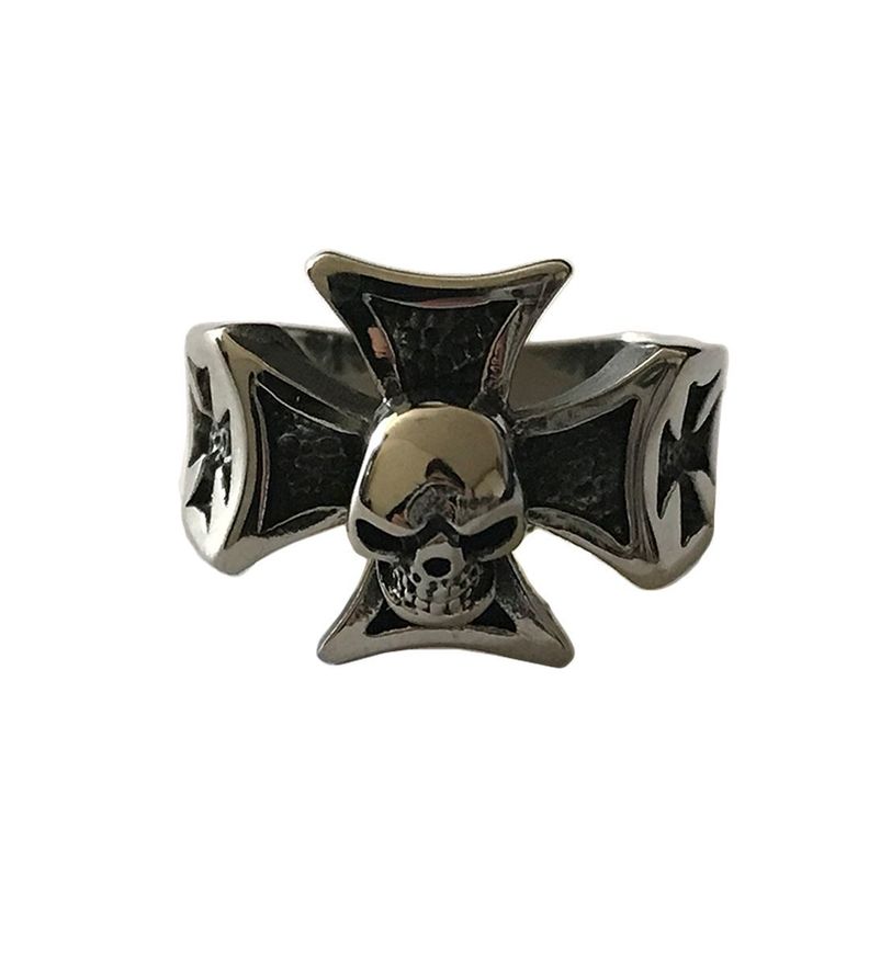 Anillo Acero Cruz y Calavera N° 10-0