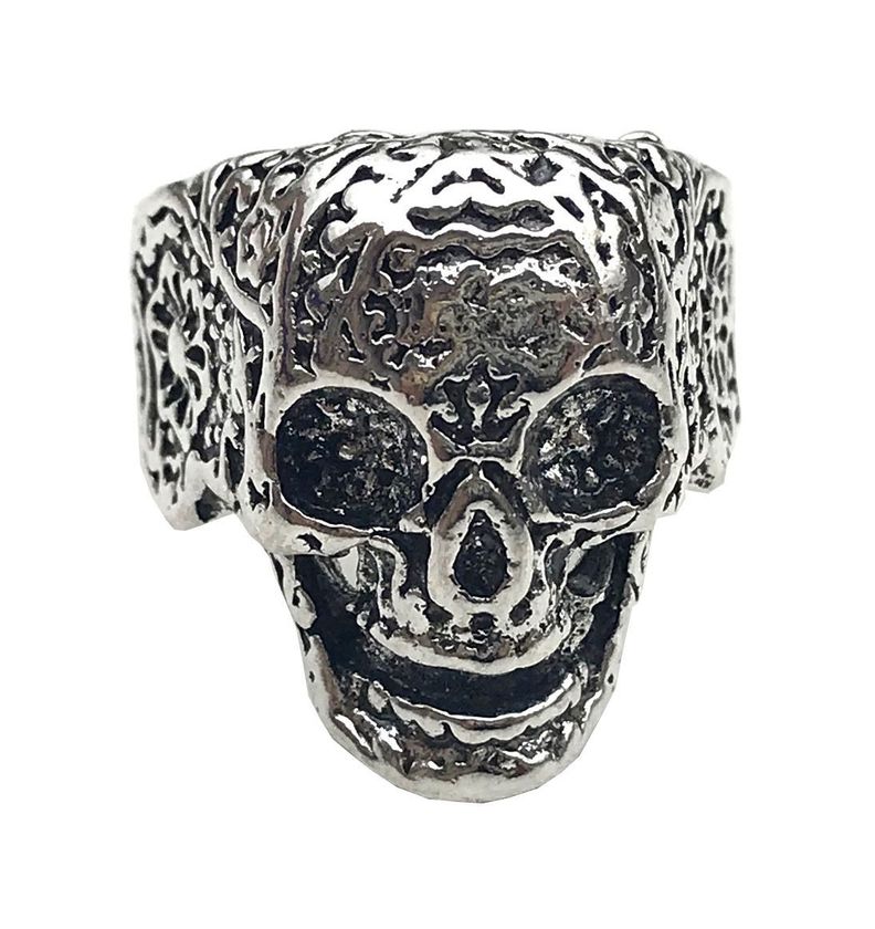 Anillo Aleacion Acero Calavera Tallada N°11-0