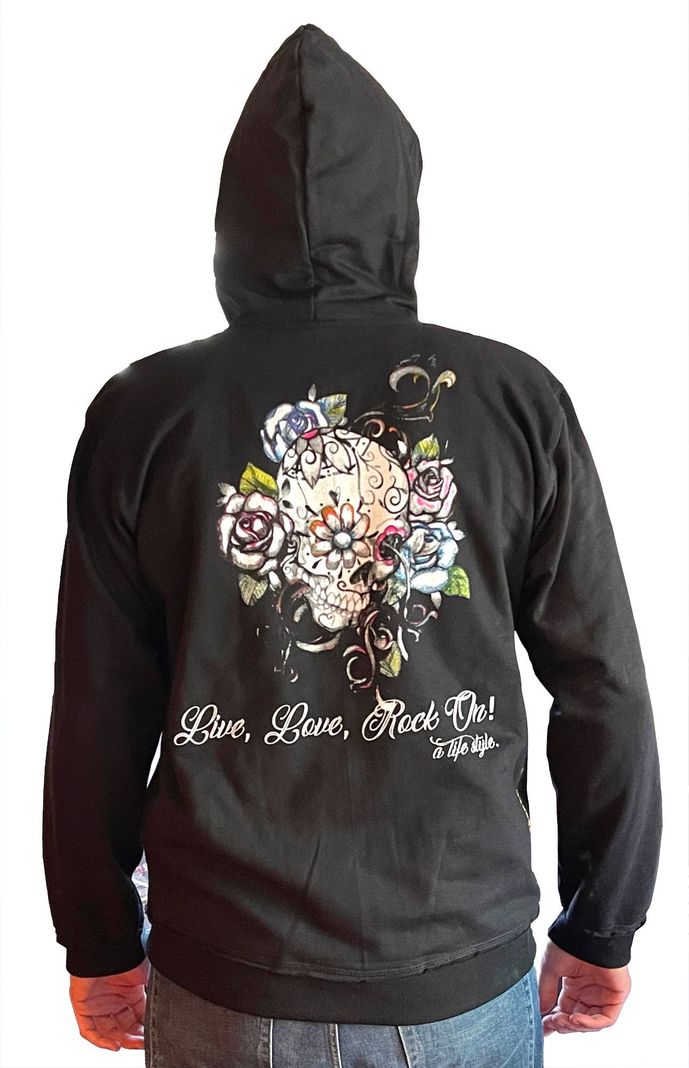 Poleron Hombre Calavera Rosas-0