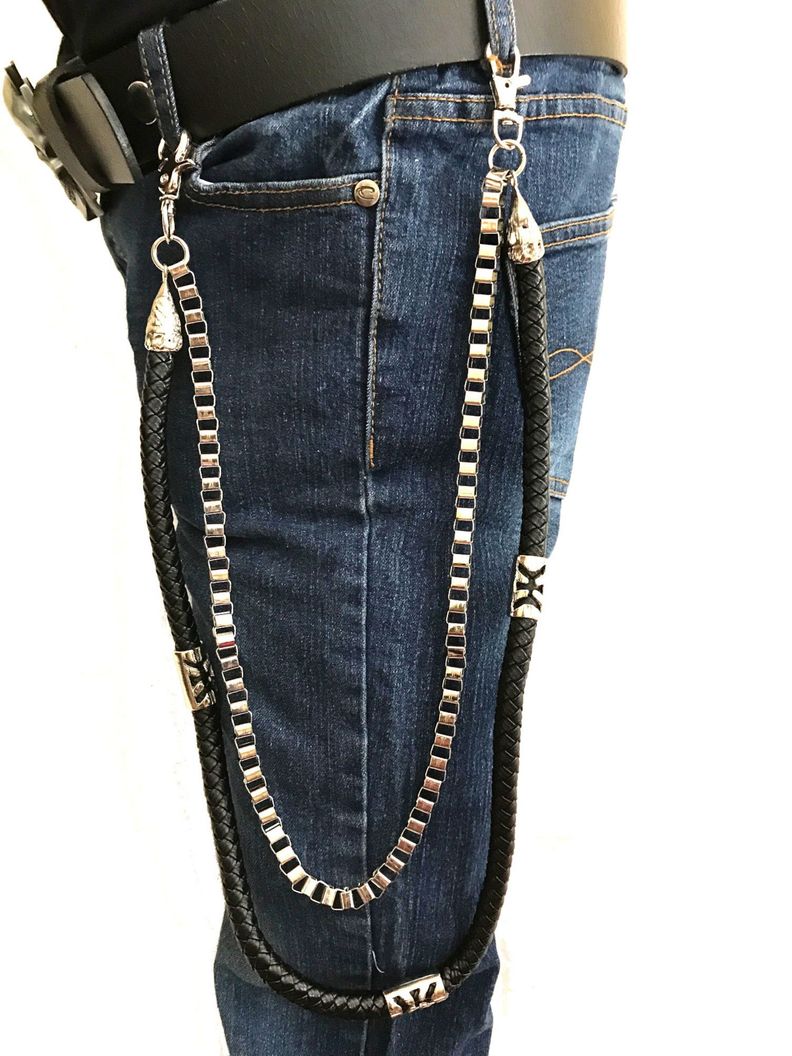 Cadena de Jeans y Cuero Trenzado-0