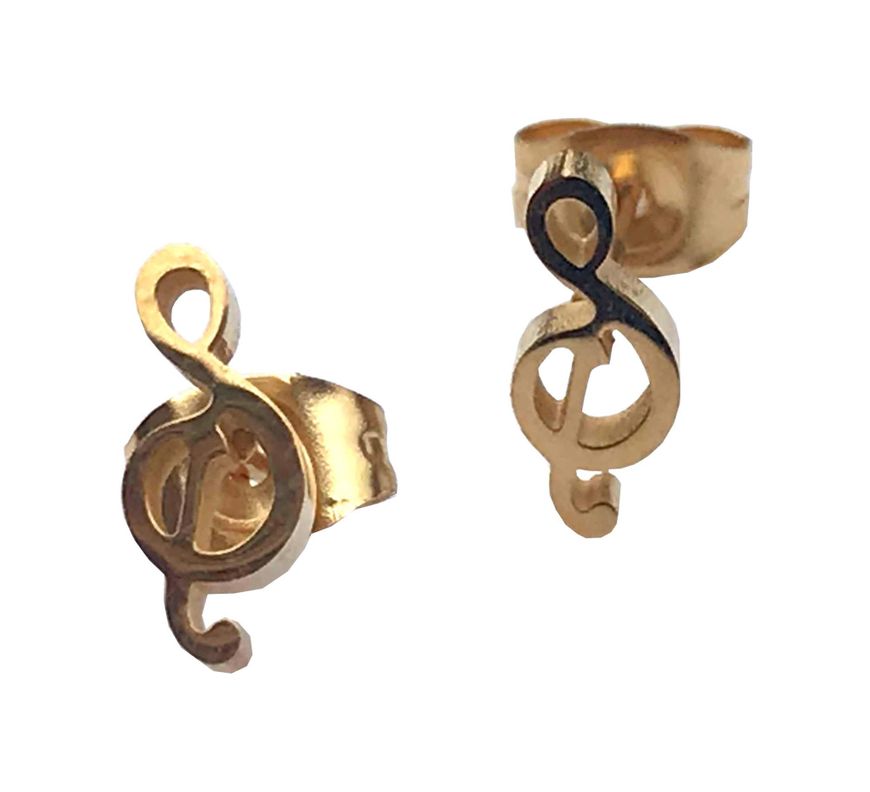 Aros Acero Dorado Nota Musical-1