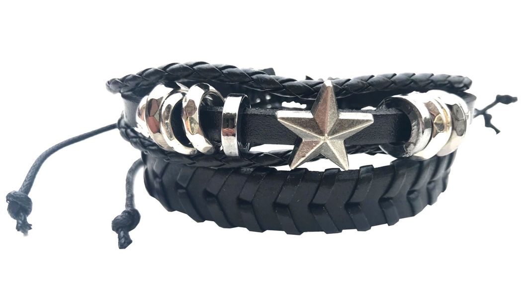 Duo de Pulseras de Cuero - Estrella-0