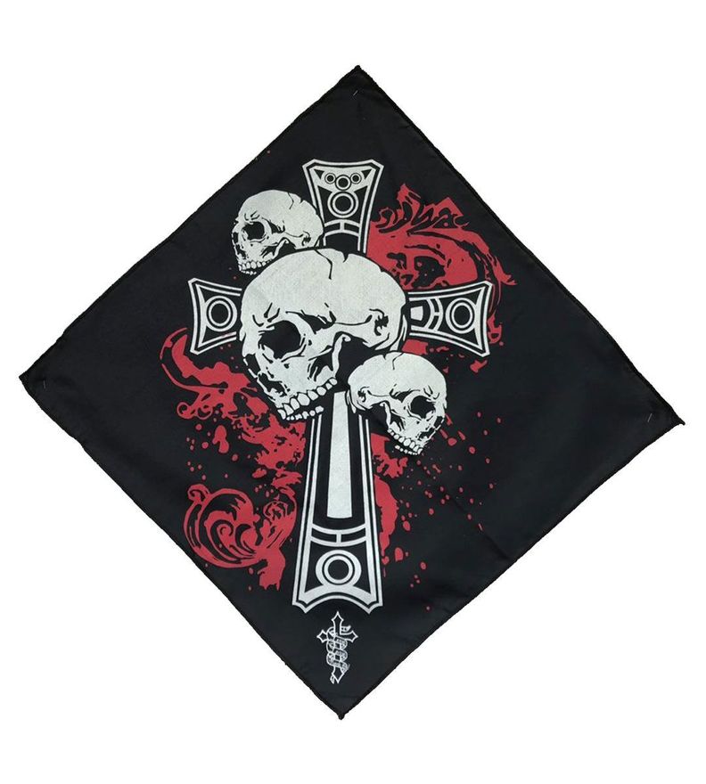 Bandana Negra Estampada Calavera Roj-0