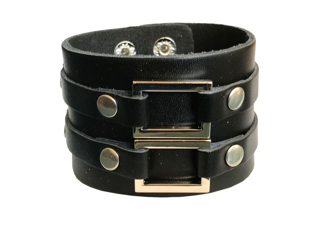 Pulsera de Cuero dos Hebillas-0