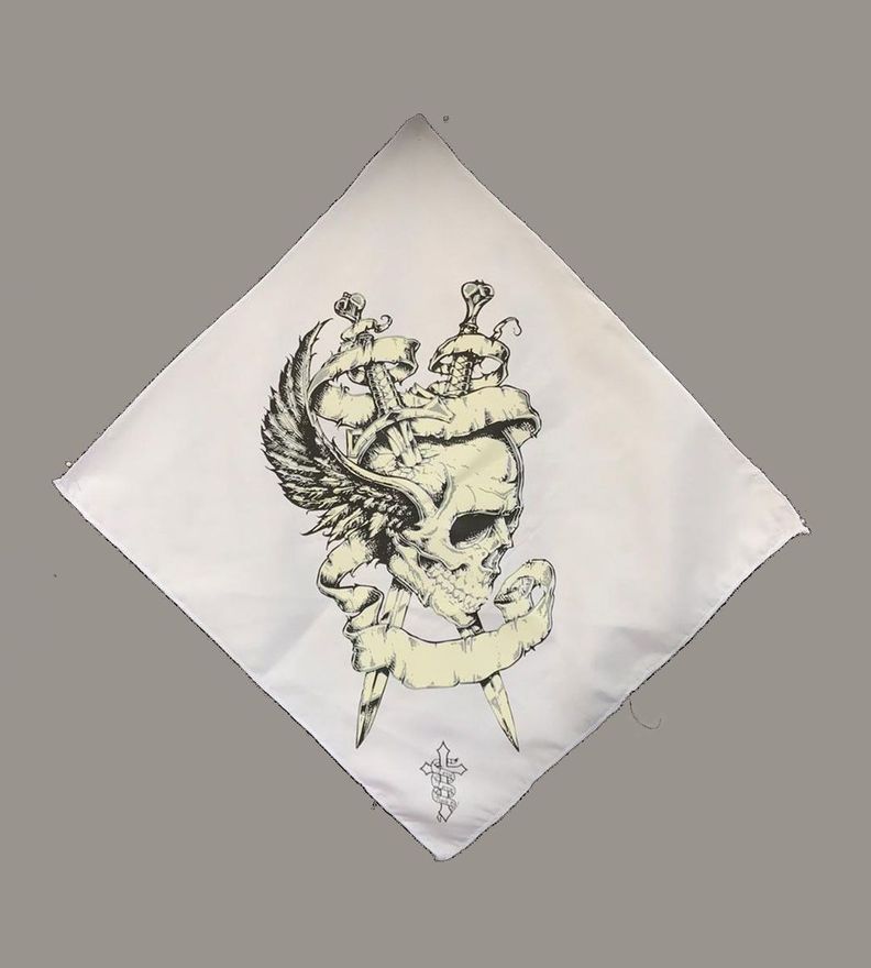Bandana Blanca Estampada Calavera Esp-0