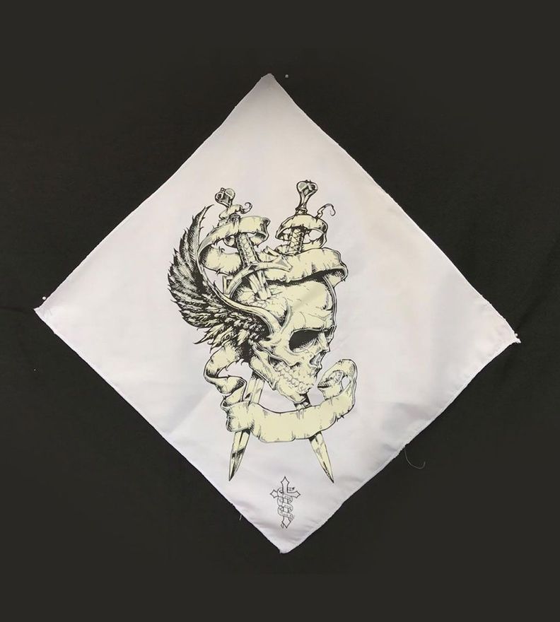 Bandana Blanca Estampada Calavera Esp-1