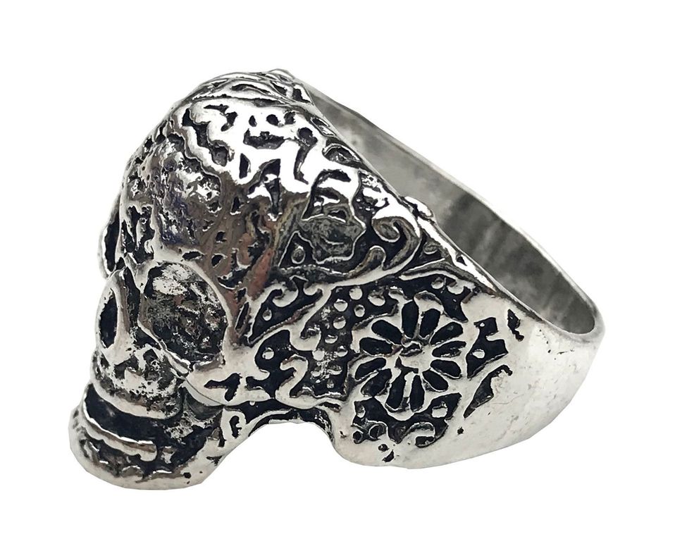 Anillo Aleacion Acero Calavera Tallada N°12-1
