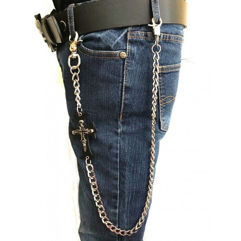 Cadena de Jeans y Cruz Cuero-0