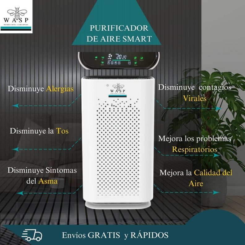 Purificador de Aire Smart Wasp Filtro HEPA H13 Ionizador UVC-1