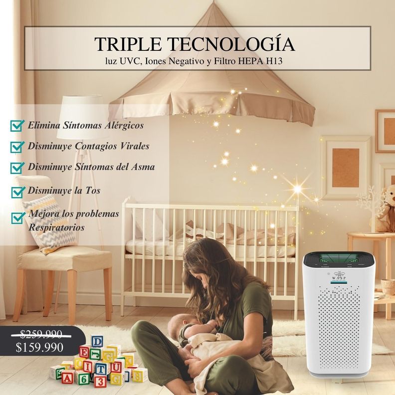 Purificador de Aire Smart Wasp Filtro HEPA H13 Ionizador UVC-3