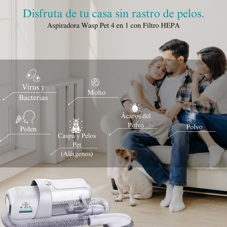 Aspiradora de pelos de mascotas Wasp Pet 4 en 1-6