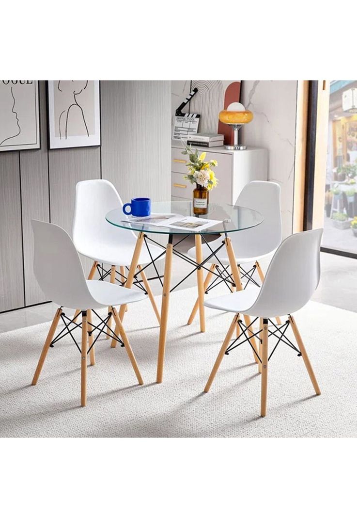 Mesa Eames Cubierta de Vidrio 100 cm-2