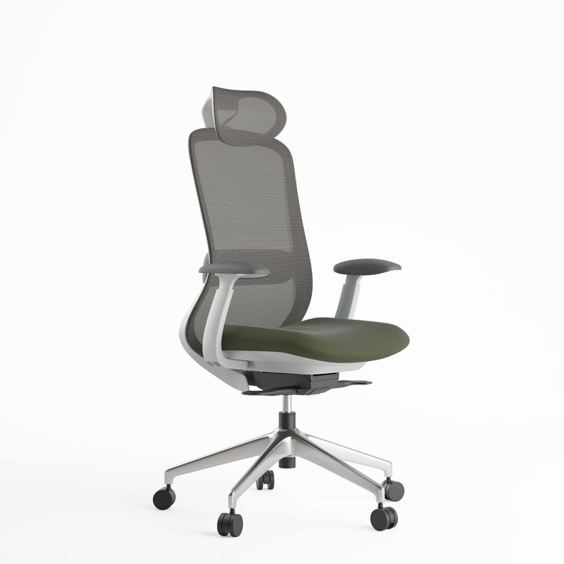 Silla Escritorio Oficina Krone Stella Ergonómica Ejecutiva - Gris Verde-0