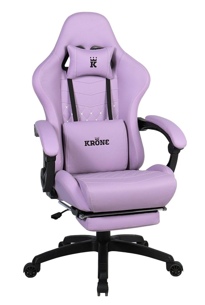 Silla Gamer Krone XL Reclinable + Masaje Lumbar + Apoyapiés Violeta-0