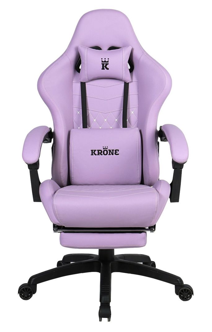 Silla Gamer Krone XL Reclinable + Masaje Lumbar + Apoyapiés Violeta-1