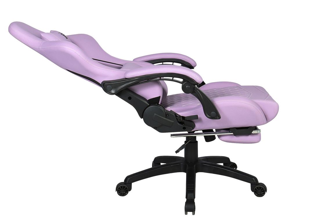 Silla Gamer Krone XL Reclinable + Masaje Lumbar + Apoyapiés Violeta-3