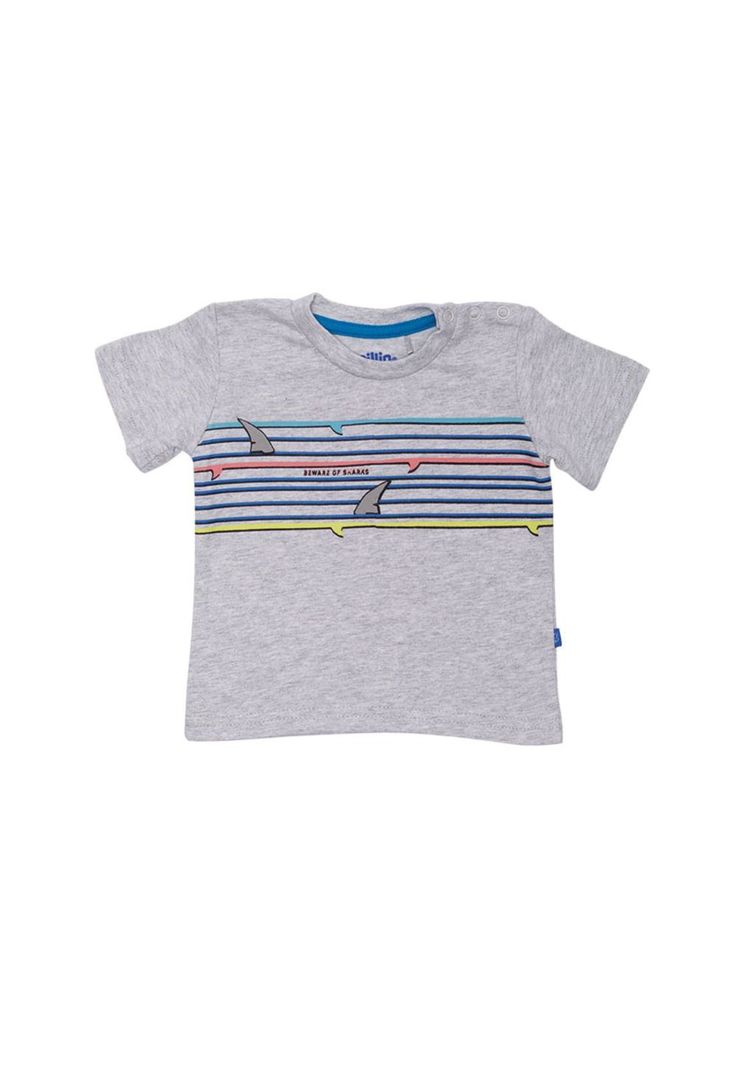 Polera Manga Corta Bebe Nino Gris Claro Pillin