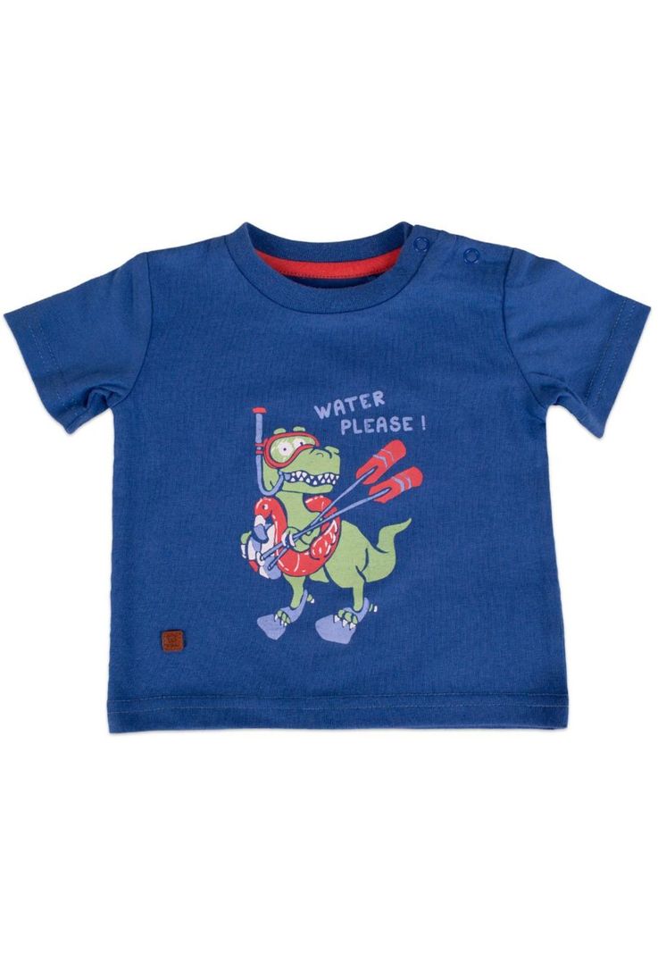 Polera Manga Corta Bebe Nino Azul Pillin