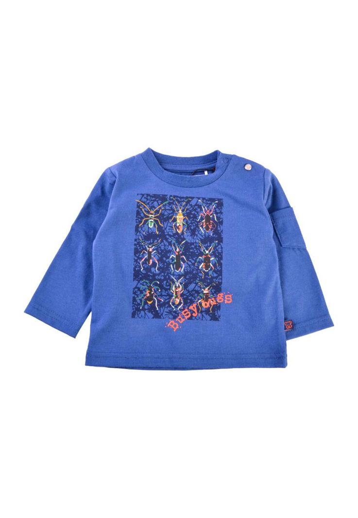 Polera Manga Larga Bebe Nino Azul Pillin