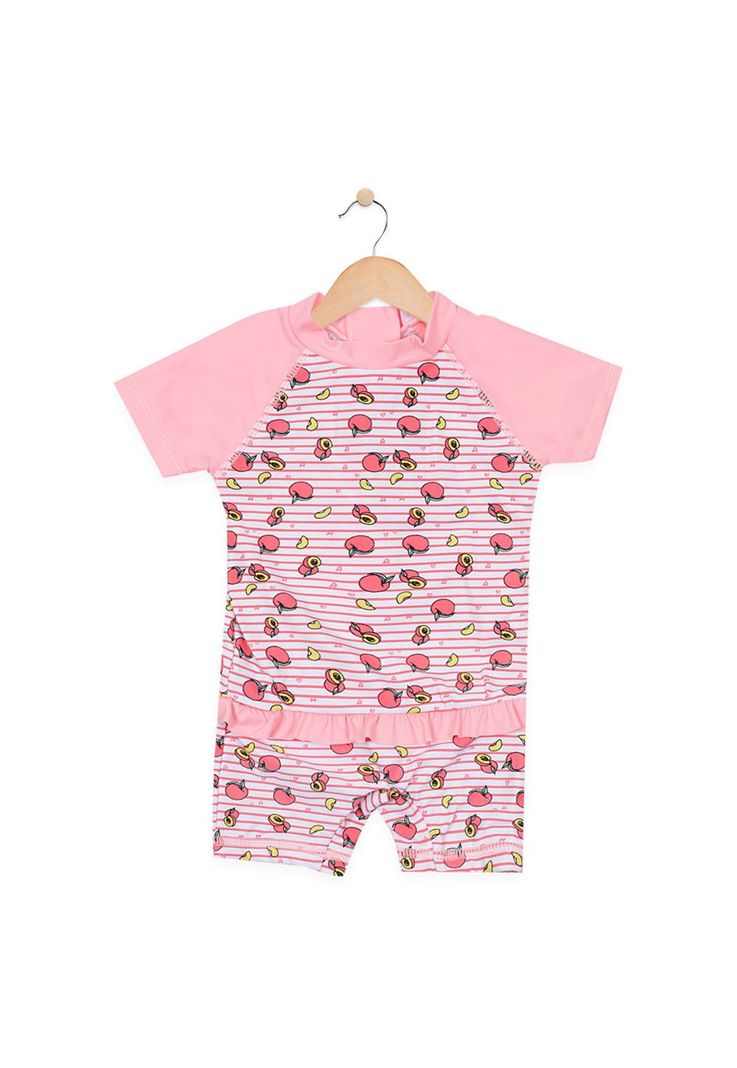 Mameluco Uv Bebé Algodón Verano Niña Rosado-0