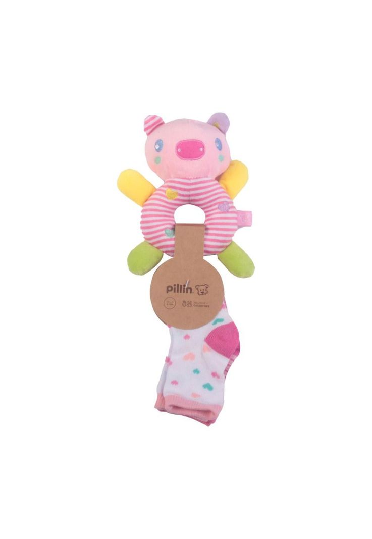 Calcetin peluche Bebe Nina Rosado Pillin