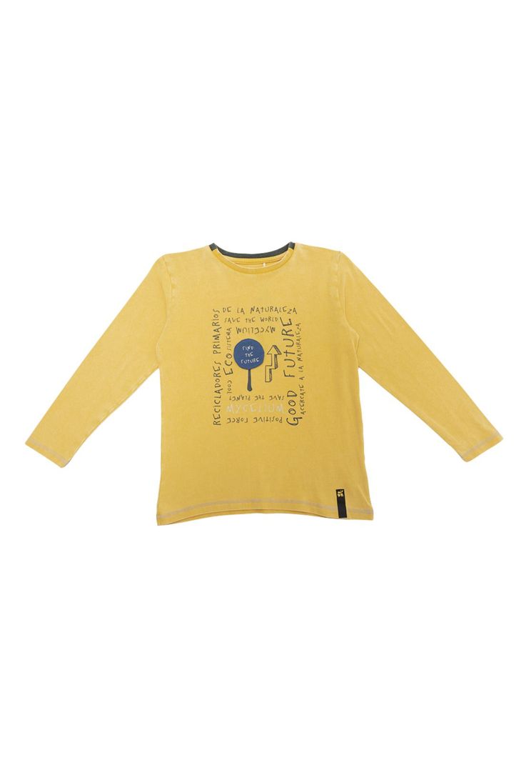 Polera Manga Larga Niño Mostaza Pillin-0