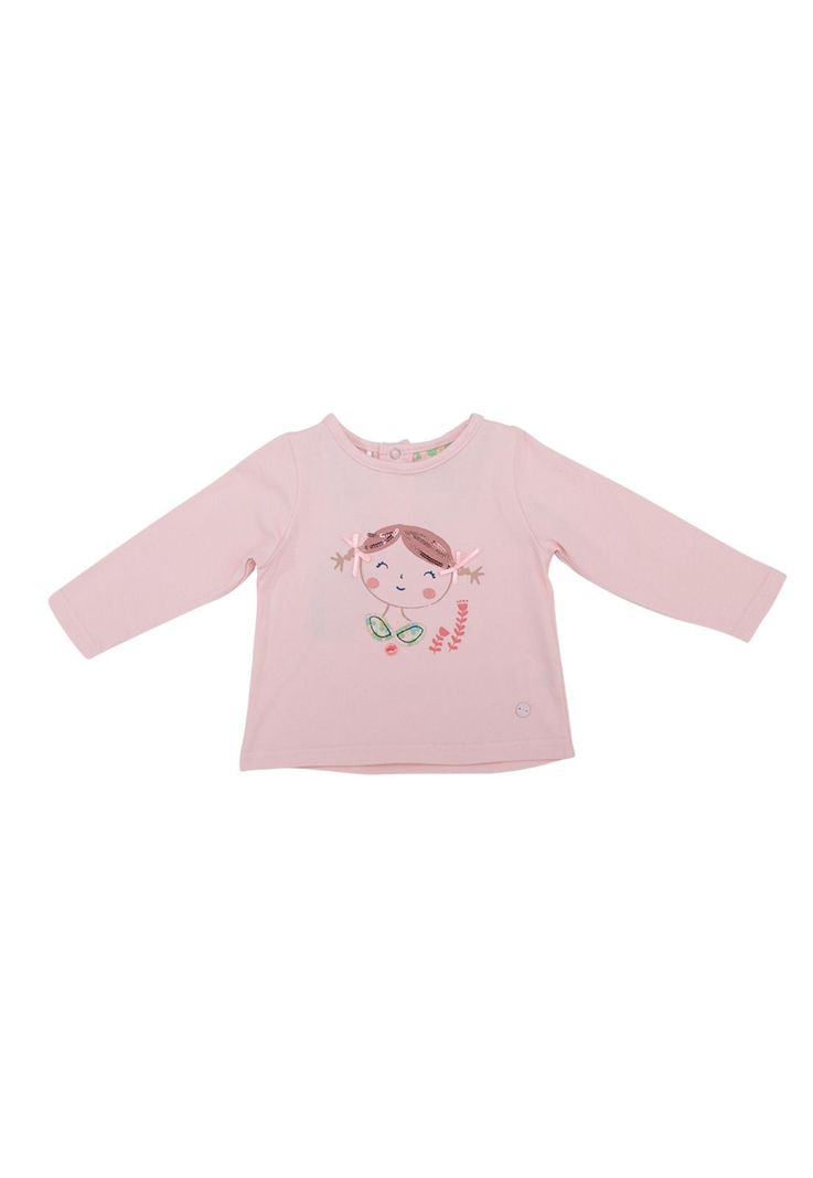 Polera Manga Larga Bebé Niña Rosado Pillin-0