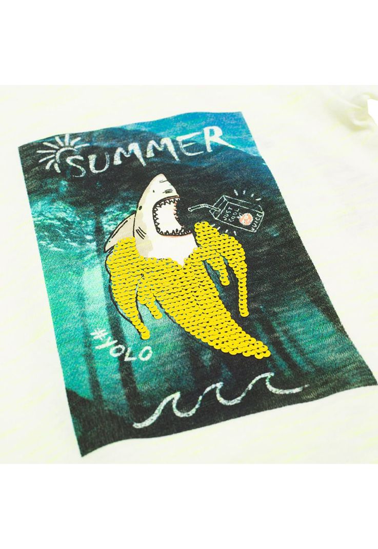 Polera Tiburon Bebe Niño Amarillo Pillin-2