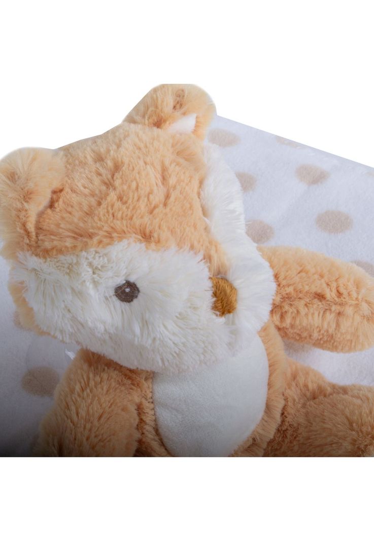 Set Peluche Manta Zorro Bebé Niño Café Pillin-1