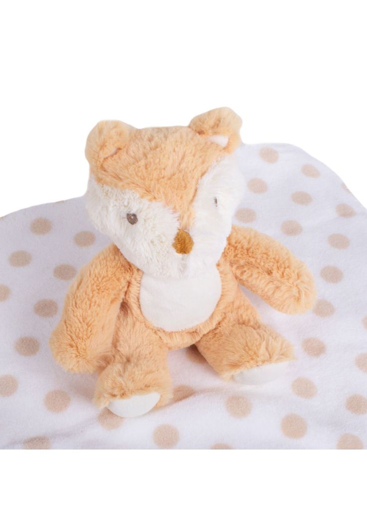 Set Peluche Manta Zorro Bebé Niño Café Pillin-2