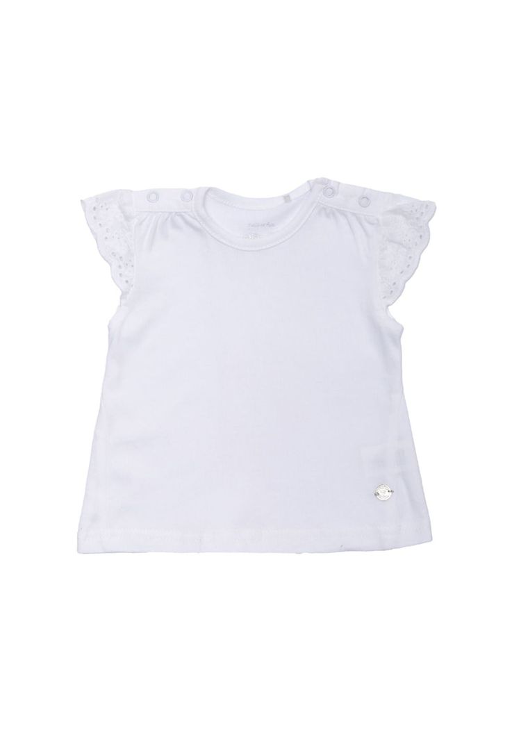 Polera Manga Corta Bebe Niña Blanco Pillin-0
