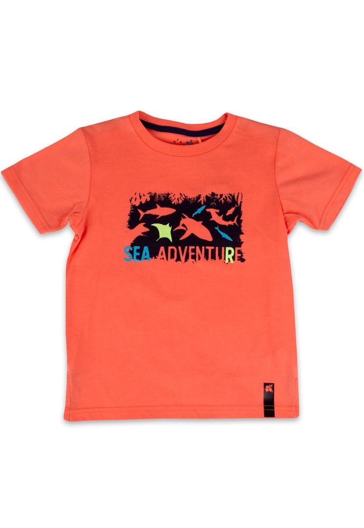 Polera Manga Corta Niño Naranja Pillin-0
