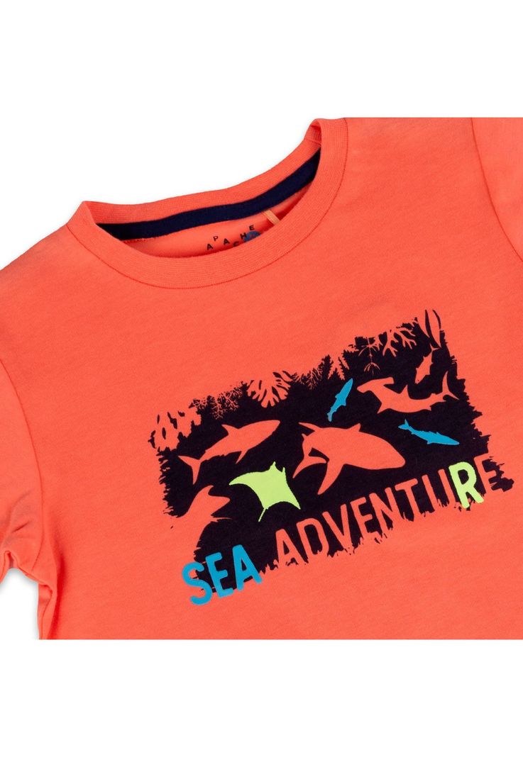 Polera Manga Corta Niño Naranja Pillin-1