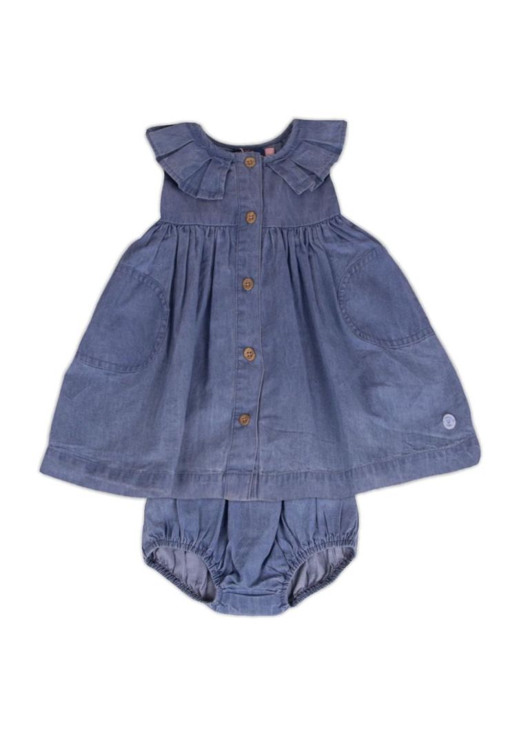 Vestido con Calzón Bebe Niña Celeste Pillin-0