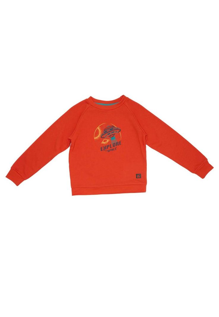 Polerón Crew Algodón Invierno Niño Naranja-0
