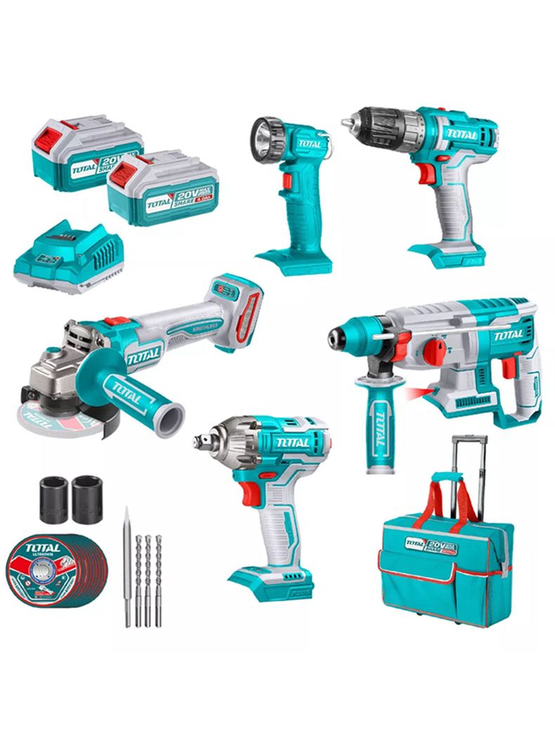 Kit Herramientas Inalámbricas 20v 6 Pcs+ 2 Bat+ Carg Total-0