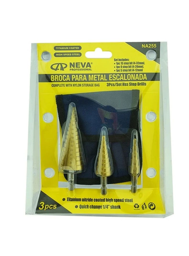 Set De 3 Broca Escalonada 4-32 4-20 4-12 Mm Na255-0