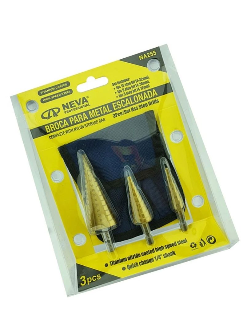 Set De 3 Broca Escalonada 4-32 4-20 4-12 Mm Na255-1
