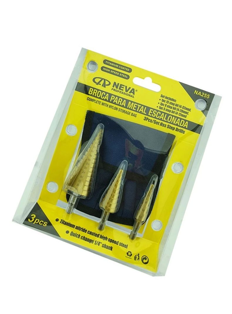 Set De 3 Broca Escalonada 4-32 4-20 4-12 Mm Na255-2