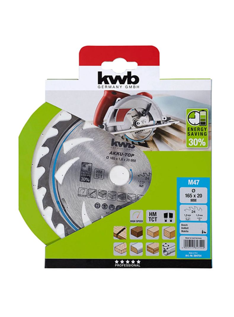 Disco De Sierra Circular 165mm 24 Dientes Kwb-1
