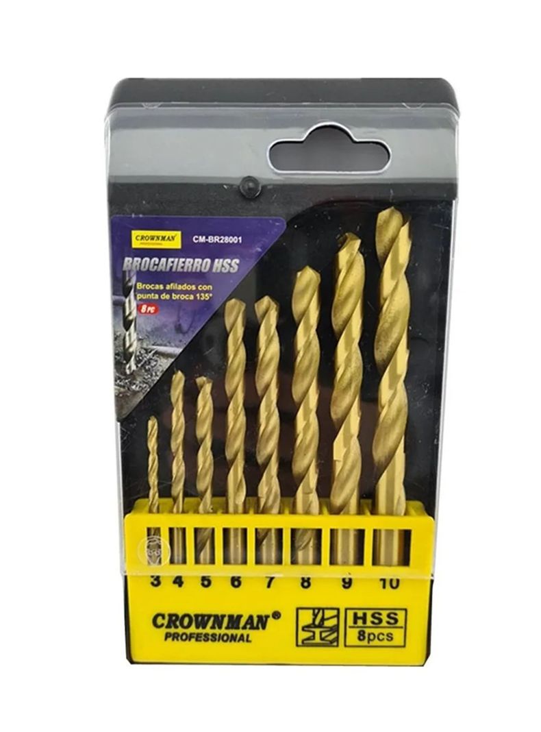 Kit Set Juego Brocas Para Metal 8 Piezas Crownman-0