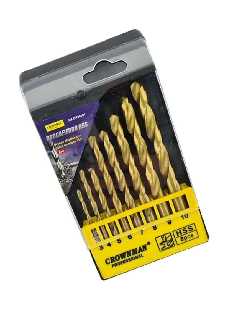 Kit Set Juego Brocas Para Metal 8 Piezas Crownman-1